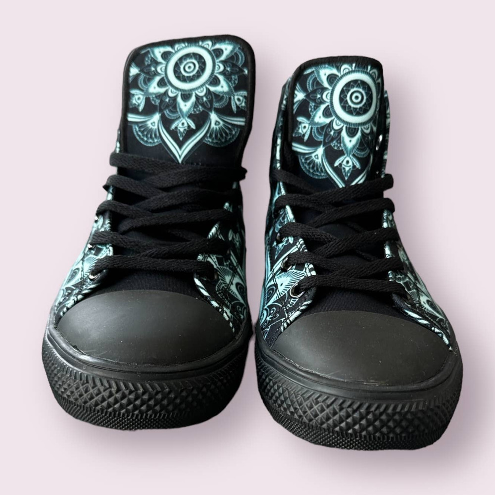 New Raad Skull Mandala High Top Sneakers Skater Urban Sz 10.5 M 12W - Picture 2 of 10